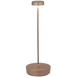 Zafferano Swap LED-Tischleuchte in mattierter Bronze, wiederaufladbar und dimmbar, mit einer Akkulaufzeit von bis zu 12 Stunden.