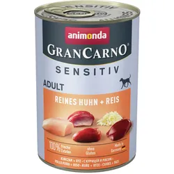 animonda Gran Carno Sensitiv Adult 400g Dose Hundenassfutter 6 x 400 Gramm Reines Huhn + Reis