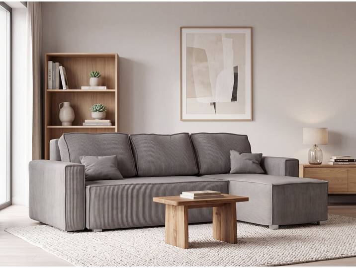 ANGEBOT Hellgraues Ecksofa SMART COSARO, beidseitig + 2 Kissen GRATIS II. Wahl