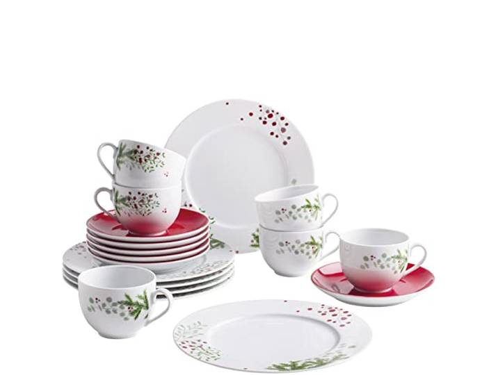 KAHLA 050104A10470C Aronda Hello Winter Kaffee-Set 18tlg. Kaffeeservice mit Weihnachtsmotiv für 6 Personen aus Porzellan