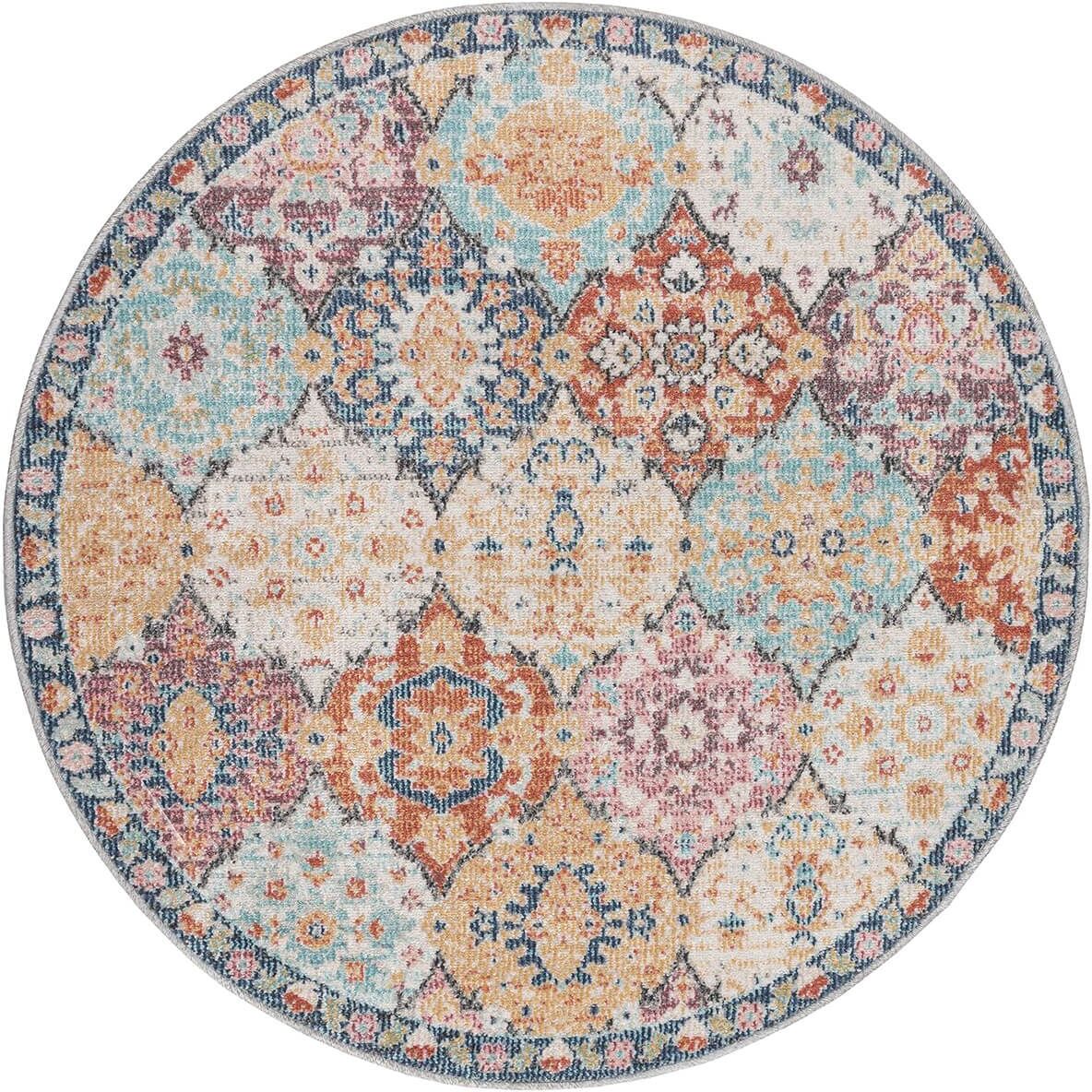 Teppich THE CARPET "Palma", bunt (mehrfarbig), H:4mm Ø:120cm, Polypropylen, Teppiche, Teppich, Outdoor moderner robuster In und Outdoor Teppich mehrfarbig Ø 120cm 1 Stk., 4mm, Ø 120cm