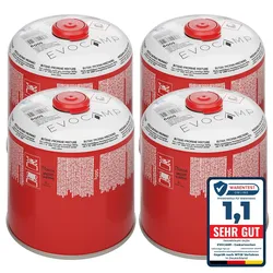 EVOCAMP 4x Gaskartuschen 500g mit Schraubventil Butan/Propan – Zuverlässige Energie für Gaskocher und Outdoor-Aktivitäten