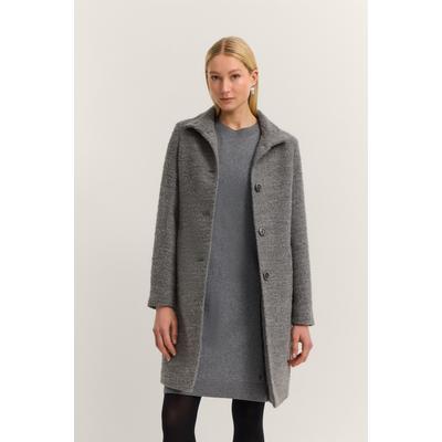 Wollmantel BUGATTI "Modern Fit", Damen, Gr. 38, grau (270, dunkelgrau), 52% Polyester, 25% Polyacryl, 23% Wolle, unifarben, normal, normaler Saum, Mäntel, mit Flexcity Stretch und Stehkragen