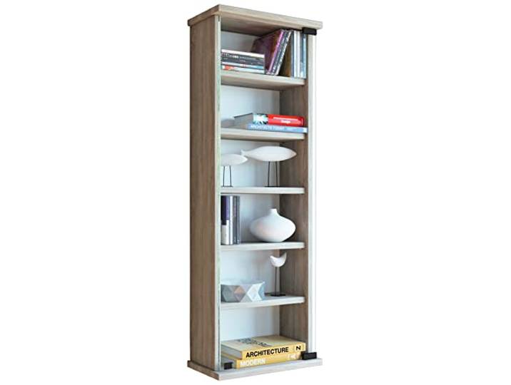 VCM CD/DVD Wandregal Sonoma-Eiche 31x18x92 cm 1 Glastür 6 Fächer CDs