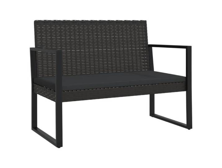 Banc de jardin - DILWE - 106 cm - Résine tressée - Coussins inclus - Noir