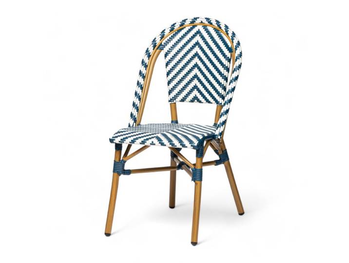 Chaise de terrasse RIVOLI - Chevrons bleus et blancs