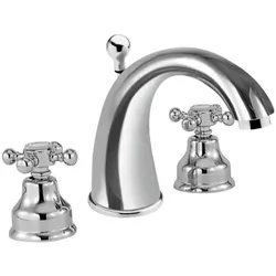 Herzbach Anais Waschtischarmatur 32412000102 chrom-gold, 3-Loch-Armatur, mit Ablaufgarnitur