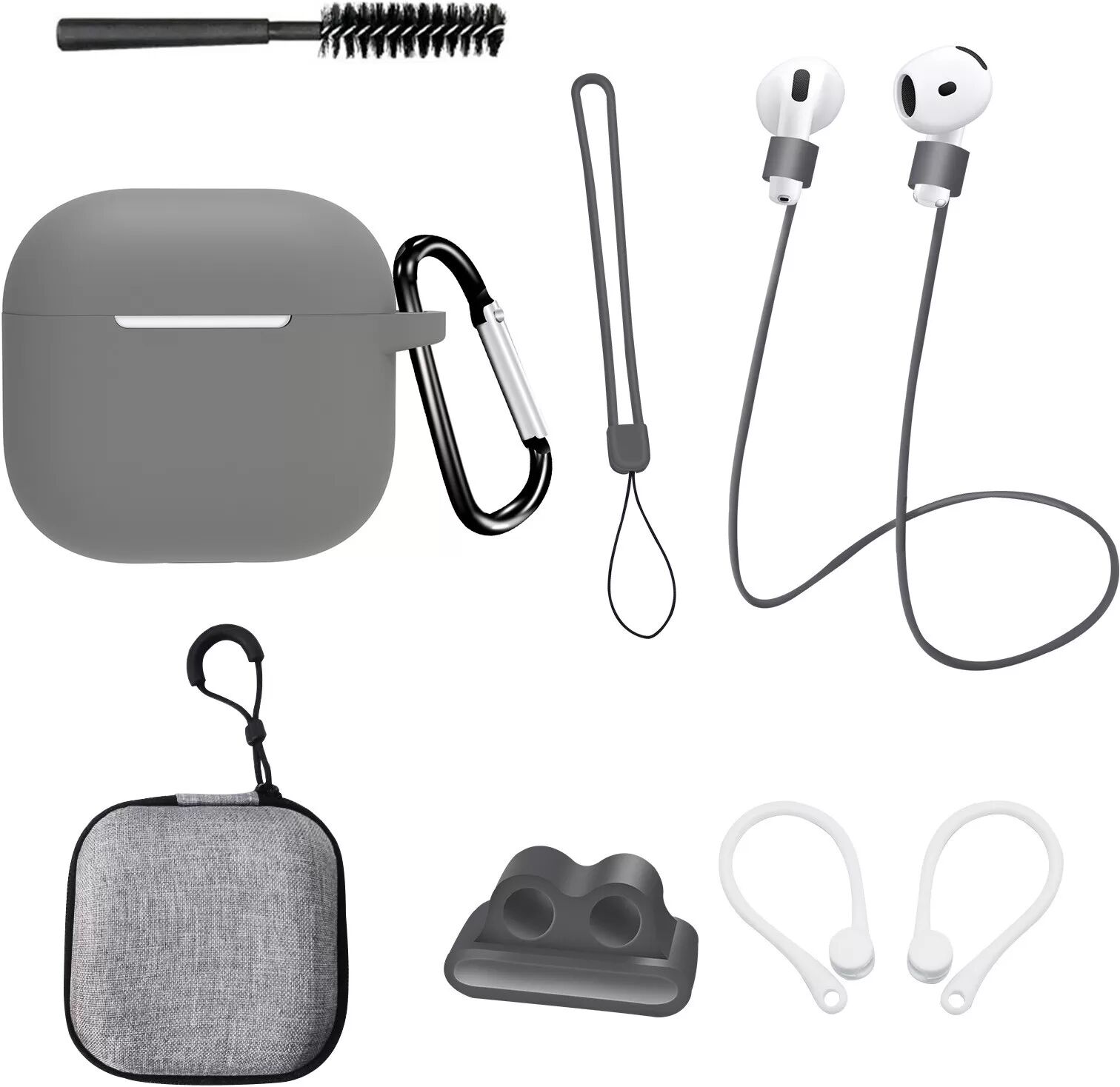 INF Ensemble de 8 pièces pour AirPods 4e génération en gris foncé