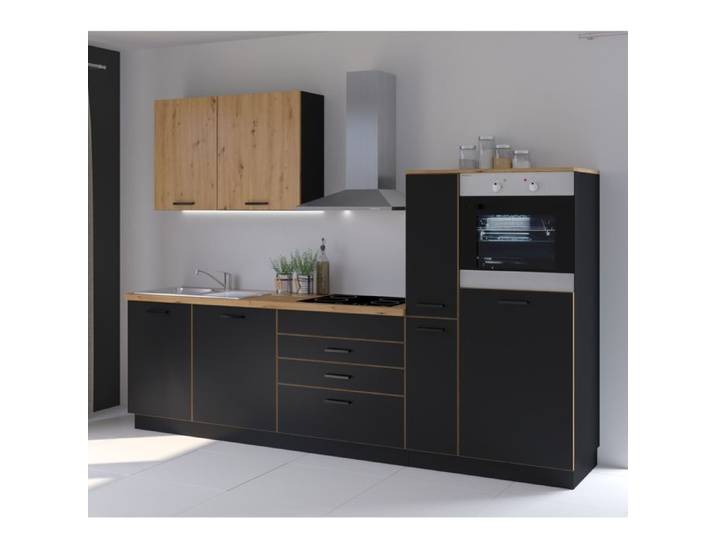 Cuisine complète noir et bois 280cm LOFT