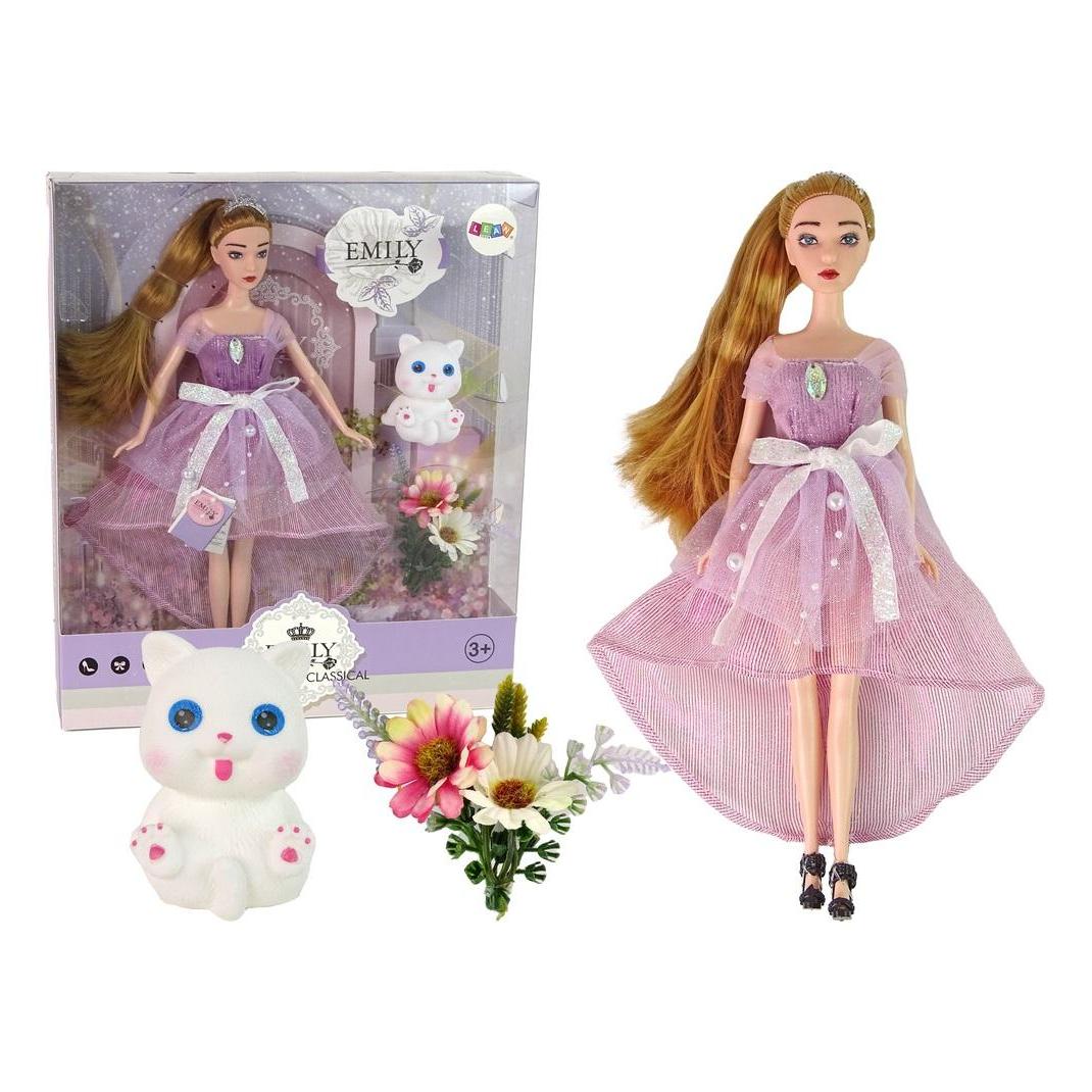 Lean Toys Emily Langhaar-Babypuppe mit weisser Katze (37355115)