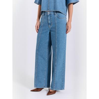 5-Pocket-Hose NORR "NORR Jeans Maja", Damen, Gr. 34, Normalgrößen, blau (medium blau denim), Obermaterial: 100% Baumwolle, Hosen 5-Pocket-Hose