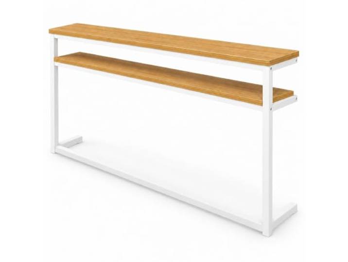 Heizkörpertisch, 2-Etagen-Regal, Holzplatte, Kohlenstoffstahlrahmen Querstrebenverstärkung, Schlanke Stabile Struktur, Offener Raum, Wohnzimmer, Hinter dem Sofa(Yellow,150x20x100CM/59x8x39IN)