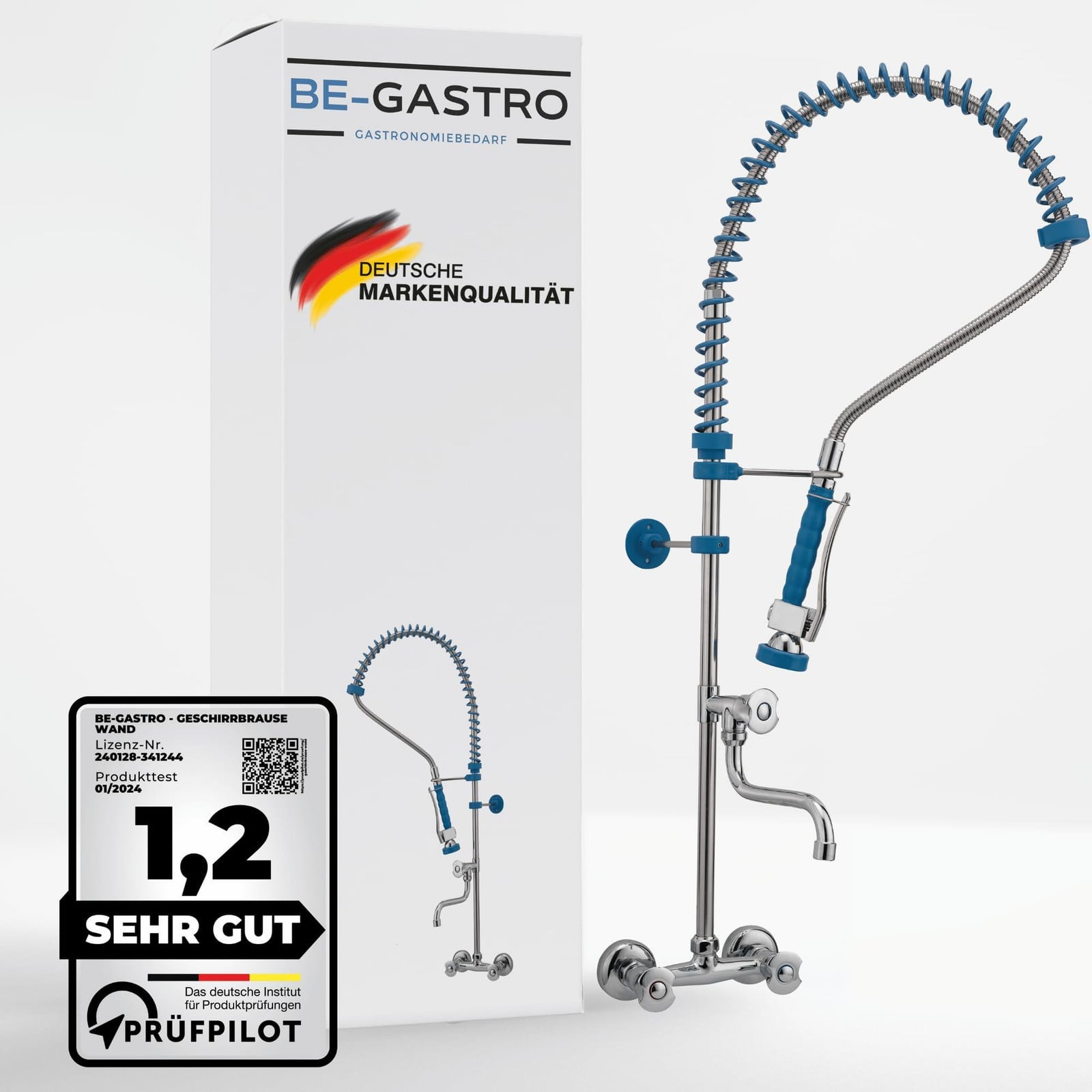Dripio RVS spoelarm voor keuken met sprayfunctie, 1/2 inch, wandmontage