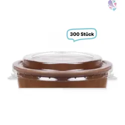 Deckel für Salatboxen Salatschalen braun 1000 & 1200ml, 300 Stück, to go, take away, recyceltes PET