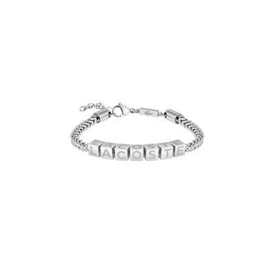 Armband LACOSTE "SCRIPT", edelstahlfarben, Armbänder, Damen, 20,5cm, Edelstahl, Armband