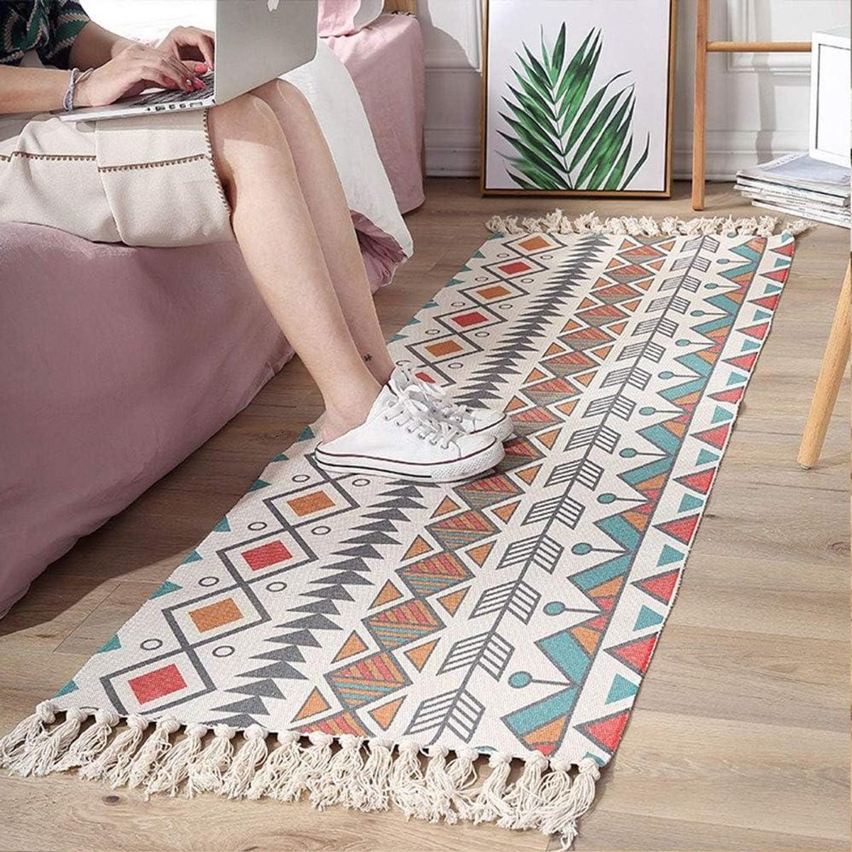 Boho Geometrisch Vloerkleed Loper - Machinewasbaar met Antislip - 60 x 130 cm