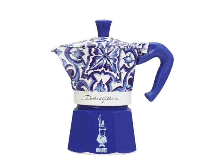 Bialetti Dolce & Gabbana Mocha Express Blue Mediterraneo für 3 Tassen, direkte Feuerbefeuerung (Kaffeemaschine, Espressomaschine, Kaffeekocher)
