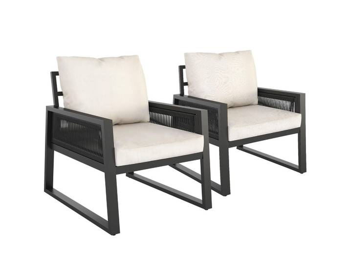 tectake Garten-Lounge-Set aus Aluminium Captive, höhenverstellbare Füße, anthrazit, Anthrazit, Metall, Gartenmöbel, Gartengarnituren, Gartenmöbel-Sets