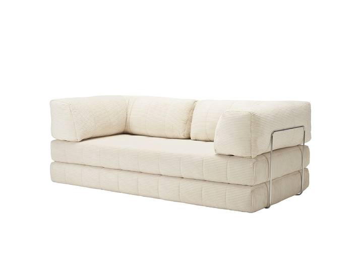 Modul-Schlafsofa CozyPad mit Armlehne Weiß/Beige Cordstoff Corduroy 208 x 77 x 104cm mit Schlaffunktion Modern