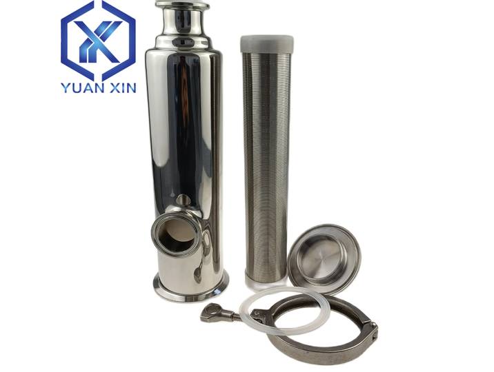 OD38mm (TC50.5mm) Tri pince filtre d'angle de type L filtre de précision bière vin blé jus 304/316L acier inoxydable