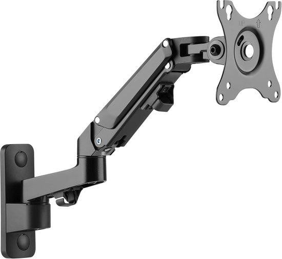 WAN Monitor Wandhouder Zwart - Gasveer Beugel voor 17-27 Inch Beeldschermen
