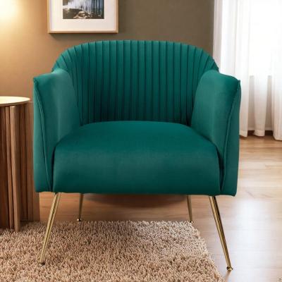 "28.25"" Velvet Modern Accent Slipper Armchair with Metal Legs and Wood Frame and Trendy Design"