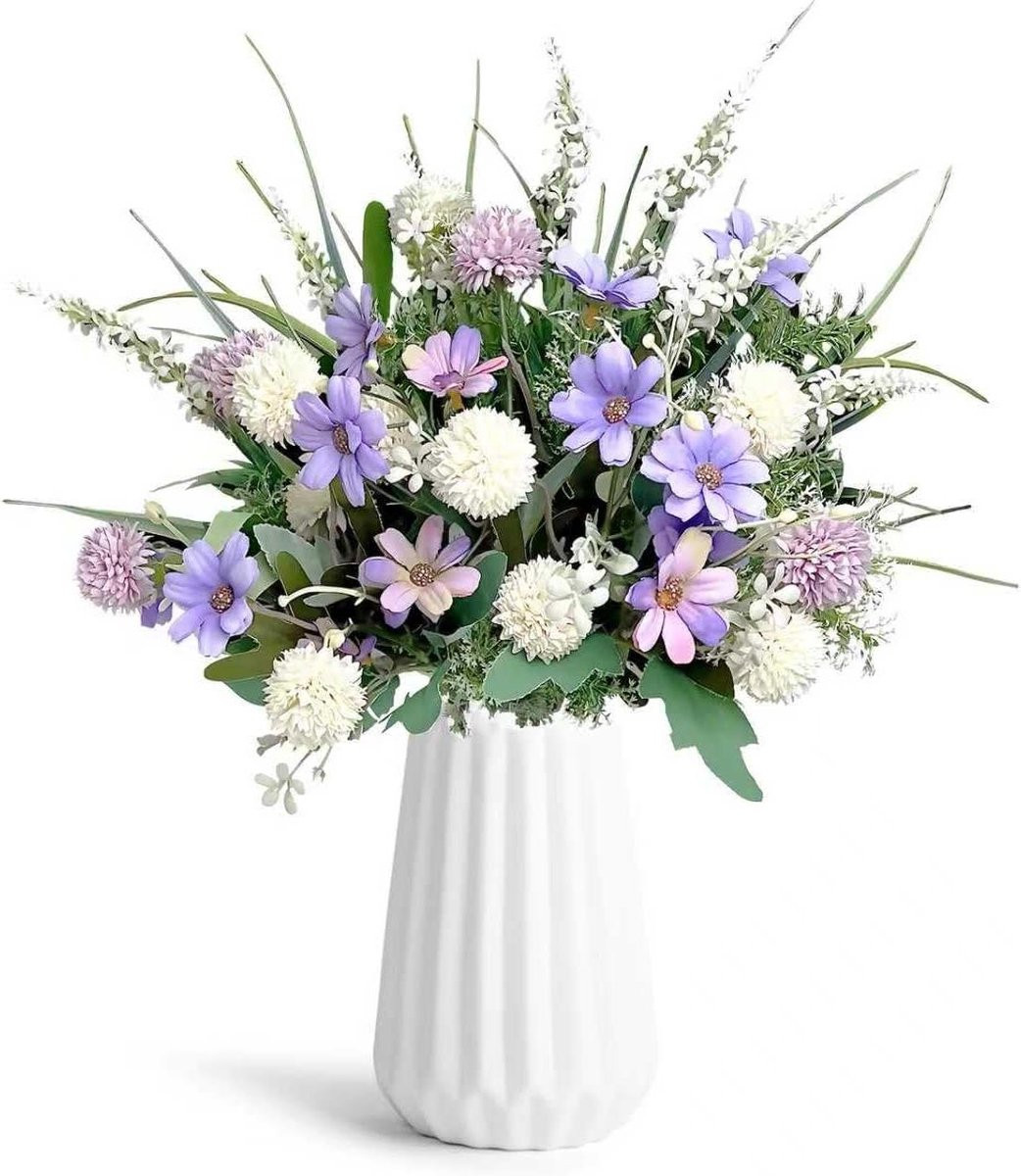Set van 10 levensechte zijdebloemen in violet voor decoratie