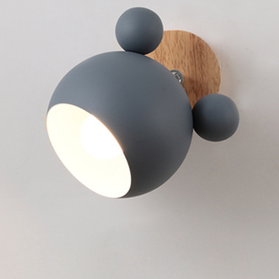 Friendly Fresh Finds Nordic Wooden Wall Lamp Kids Wall Light Cute Cartoon Bedroom Bedside Lamp gray