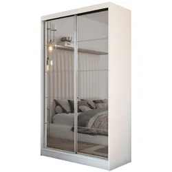SCHWEBETÜRENSCHRANK FIORELLA 120/216/61 cm 2-türig mit Spiegel Weiß
