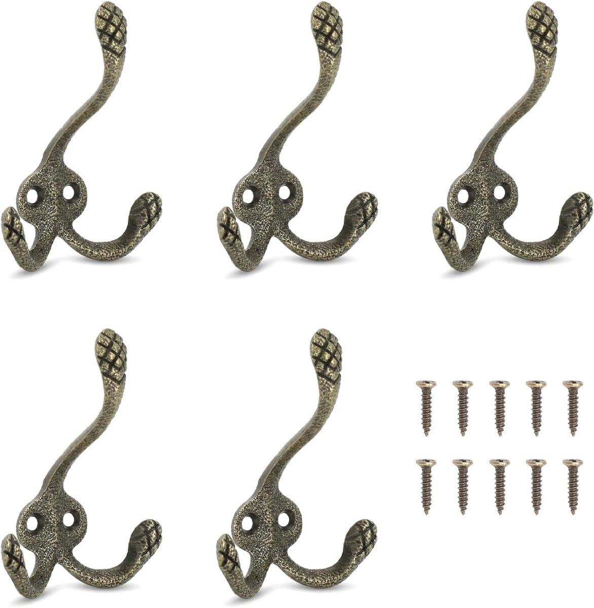 Set van 5 bronzen gietijzeren design garderobehaken