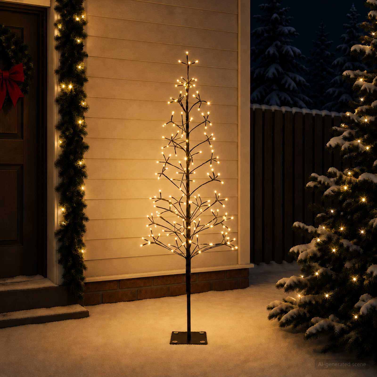 vidaXL Sapin de Noël lumineux LED Noir 150 cm Acier 164 LED