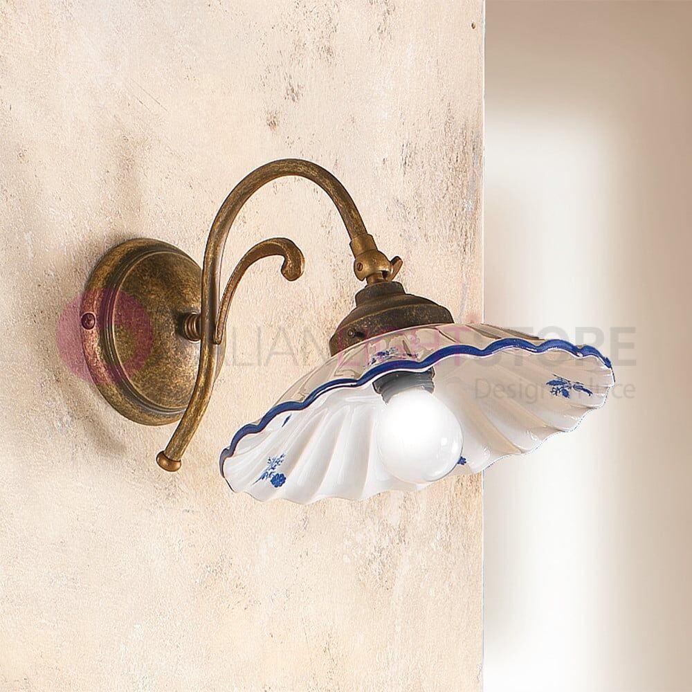 Altopascio Applique Da Parete Ceramica Ottone Rustica Country