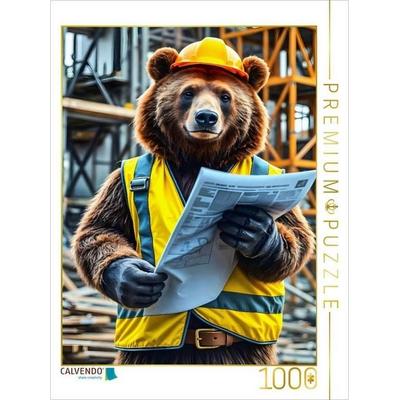 CALVENDO Puzzle Bau mit Bär | 1000 Teile Lege-Größe 64x48cm Foto-Puzzle für glückliche Stunden