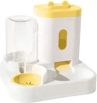 Quick Pick Pro Cat Water Fountain Double Pet Bowl With Automatic Water Dispenser yellow