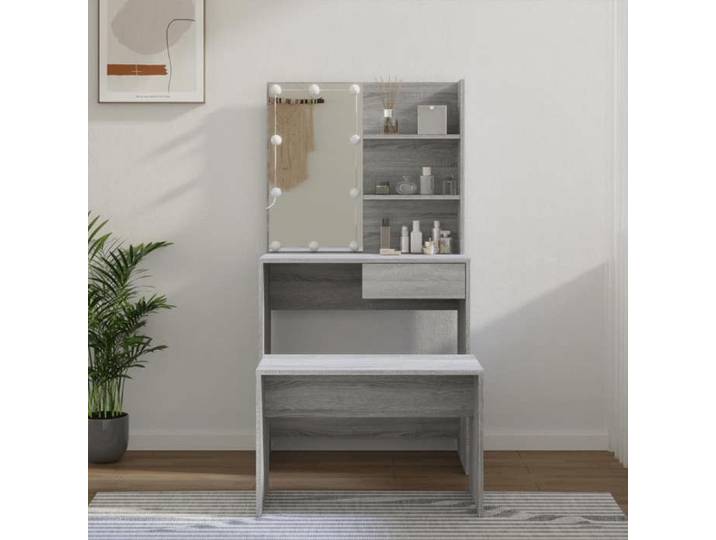 Automne/hiver  Gris Ensemble de coiffeuse avec LED Sonoma gris Bois d'ingénierie - Adulte/enfant Nove8284251