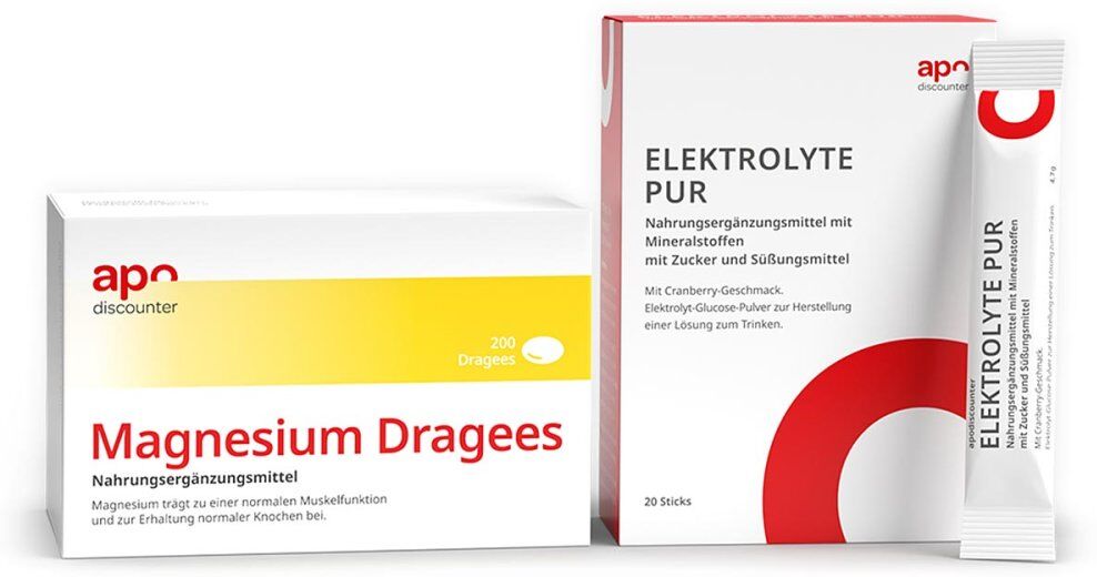 apodiscounter Sport Sparset – Magnesium Dragees 40mg + Elektrolyte Pur Sticks
