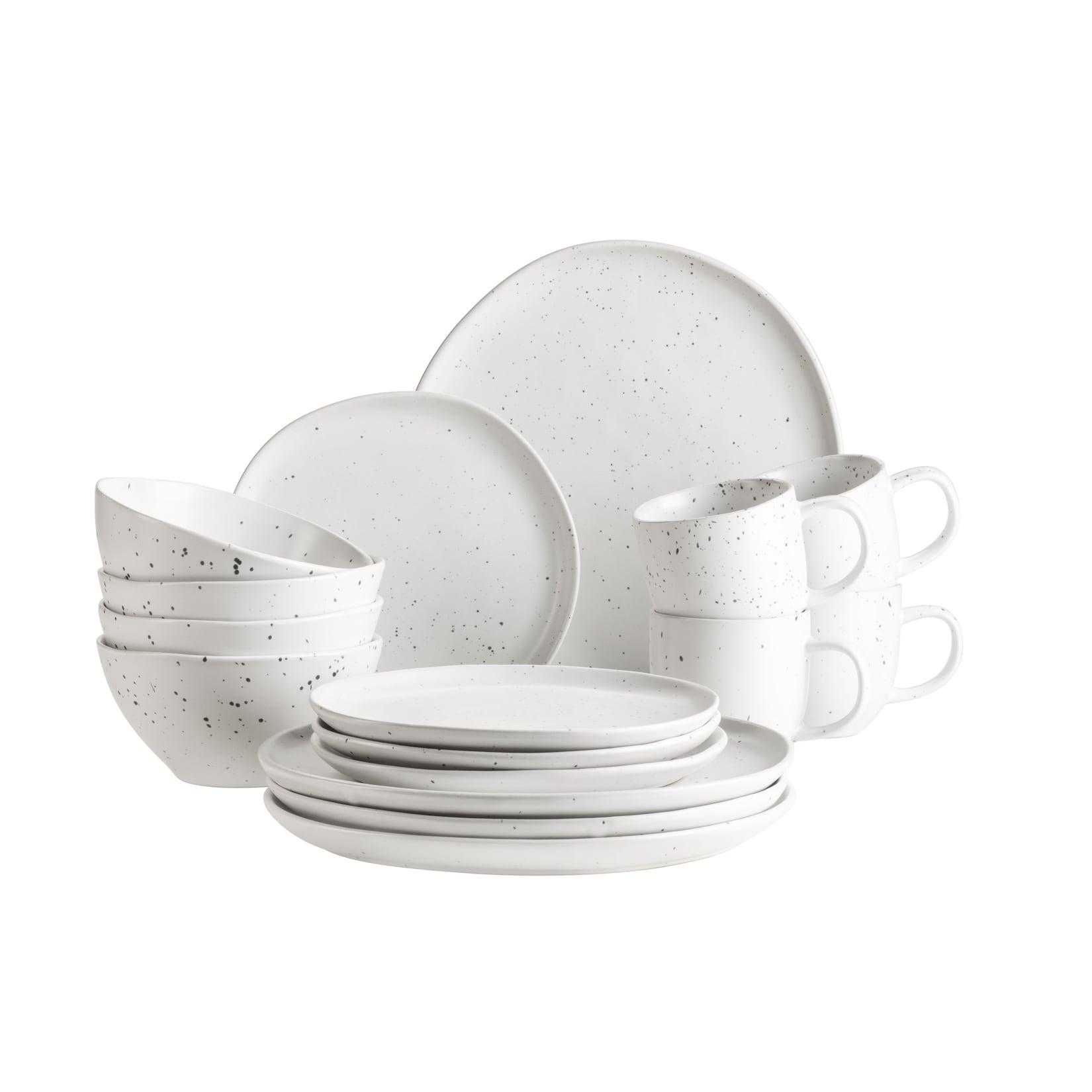 Mäser Geschirr-Set, Keramik Andoro Weiß, Schwarz