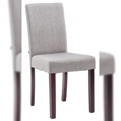 Décoshop26 - Moderner Esszimmerstuhl x1 in hellgrauem Stoff und braunen Holzbeinen 10_0002030 10_0002030