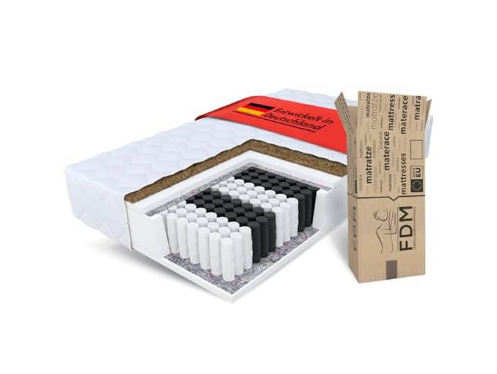 FDM Matratze 90x200 cm - Doppelseitige Matratze Mittelfest & Hart - 7-Zonen Ergonomisch Mattress - Bezug Waschbar bei 30 °C - Hypoallergen & Antibakteriell mit Kokosnussschicht