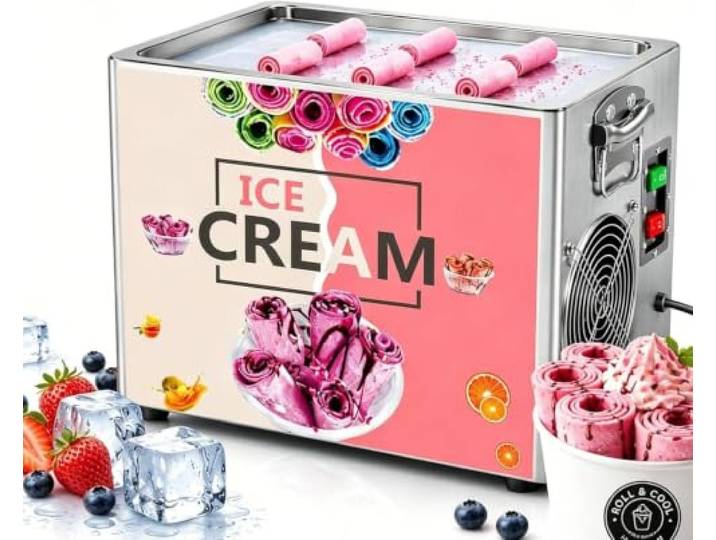 MANYOUYOU Gewerbliche Eiscreme-Maschine Aus Edelstahl Mit 2 Abstreifern - Eiscreme-Maschine, Eisplatte EIS Rolls Zum EIS Machen DIY, Eiscreme-Rollmaschine Zur Herstellung Von Eiscreme-Rollen