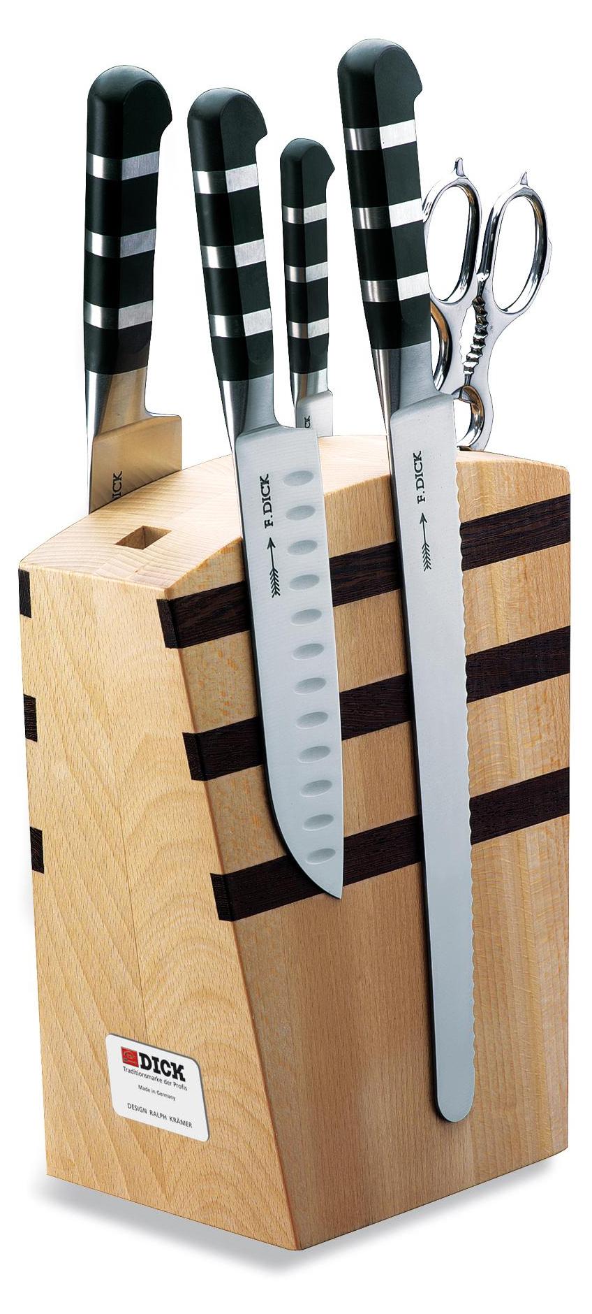 Dick Messerblock mit Küchenmesser 1905 Santoku Kochmesser + Schere X50CrMoV15