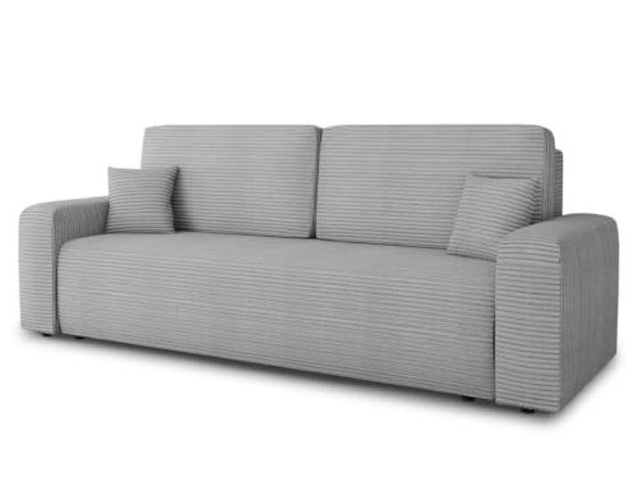 Sofnet - Schlafsofa Spark mit Bettkasten (Grau, Poso 110) Sofa mit Schlaffunktion, Bettsofa, Polstersofa, Bonellfederkern, Cordstoff, große Schlaffläche, TOP Design