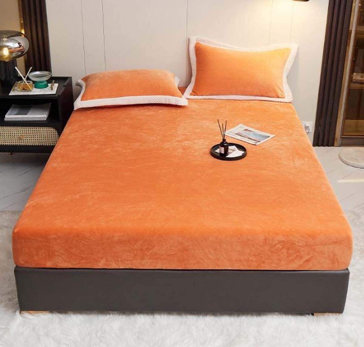Merkloos Flanellen Hoeslaken Oranje 120x200 cm