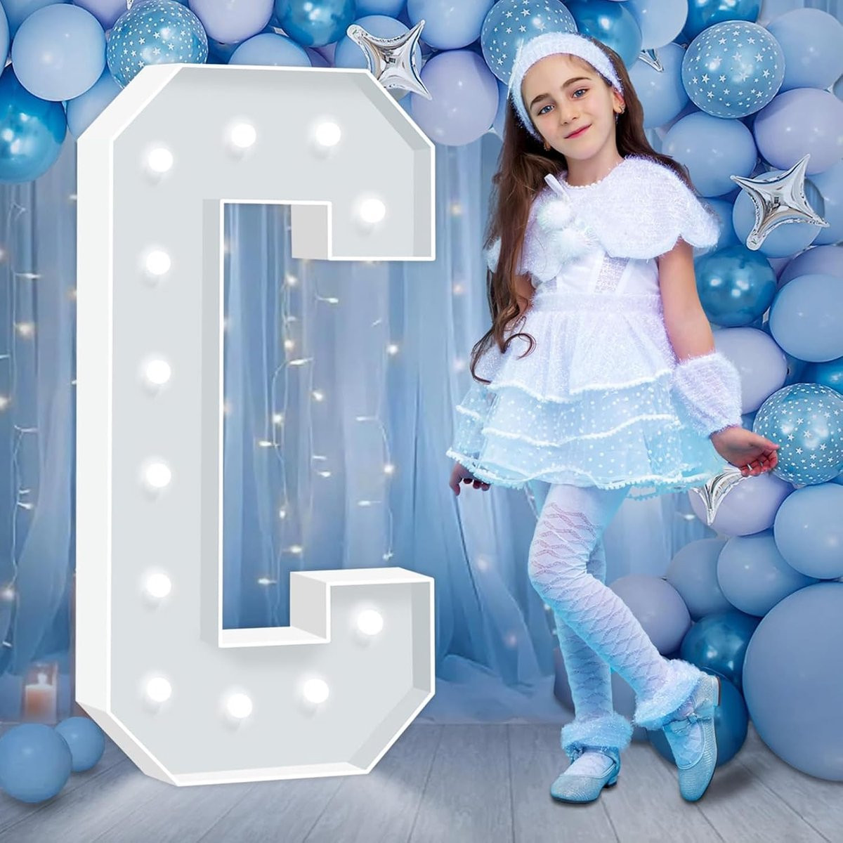 Verlichte Partytent Letter C - Wit LED Lichtbord van Schuimplaat - 70 cm