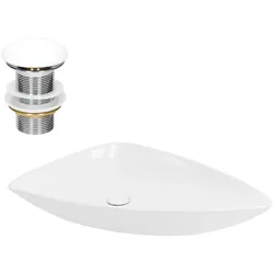 LuxeBath ML-Design Aufsatzwaschbecken Keramik Weiß 69x46x13 cm, dreieckig, inkl. Ablaufgarnitur, Design Waschschale