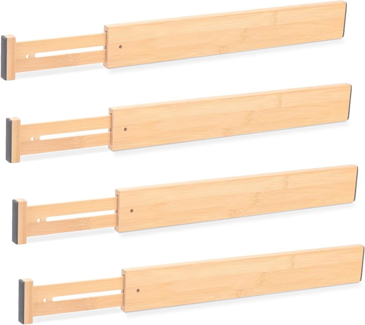 Verstelbare bamboe ladeverdelers - uitschuifbare lade-organizer voor de keuken, badkamer of slaapkamer