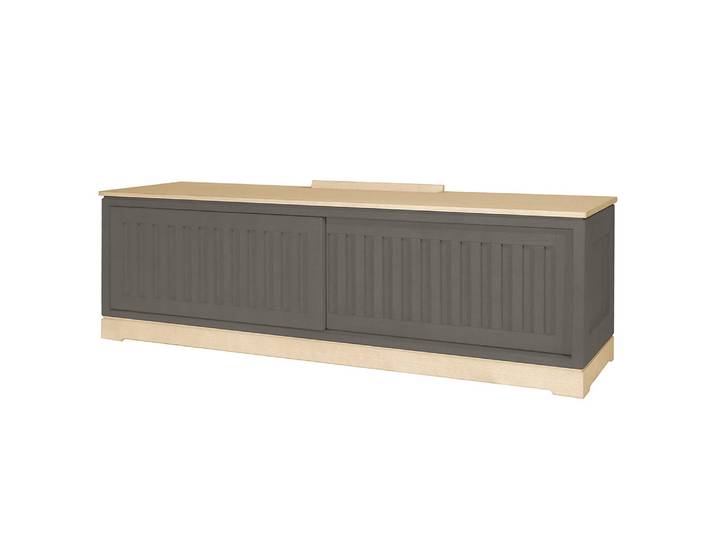 TV-Lowboard Geriffelt m. Einsatz Pinie Massiv, gebürstet Grau/Grau/Pinie Creme 166cm