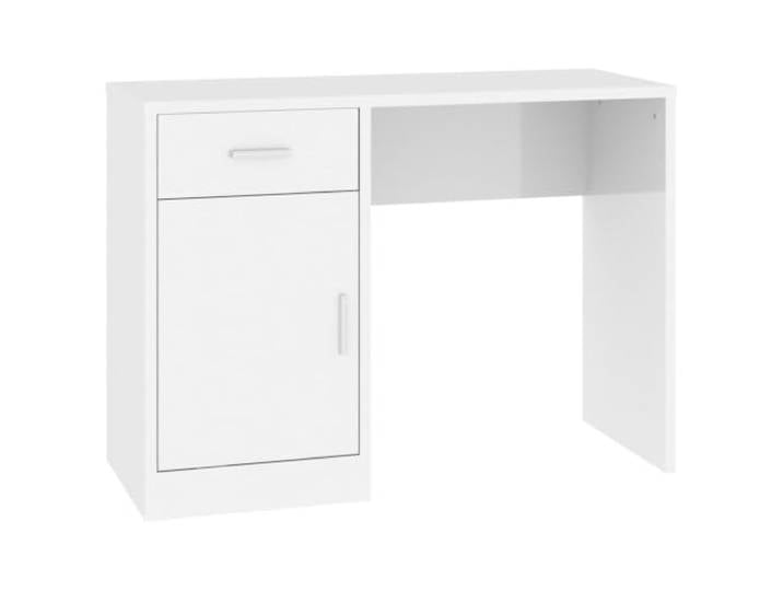 HKLGBVCR Schreibtisch mit Schublade und Schrank, Weiß, glänzend Holz, Aufbewahrungsmöbel, Staubtür, Montageanleitung enthalten, Wandbefestigung im Lieferumfang enthalten