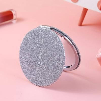 Fusion Finds Glitter Mini Vanity Mirror Portable Pocket Mirror Foldable Travel Makeup Mirror For Purse silver