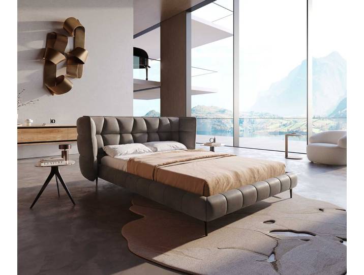 Polsterbettgestell Capujo 140x200 cm Mikrofaser Taupe Vintage, Polsterbetten